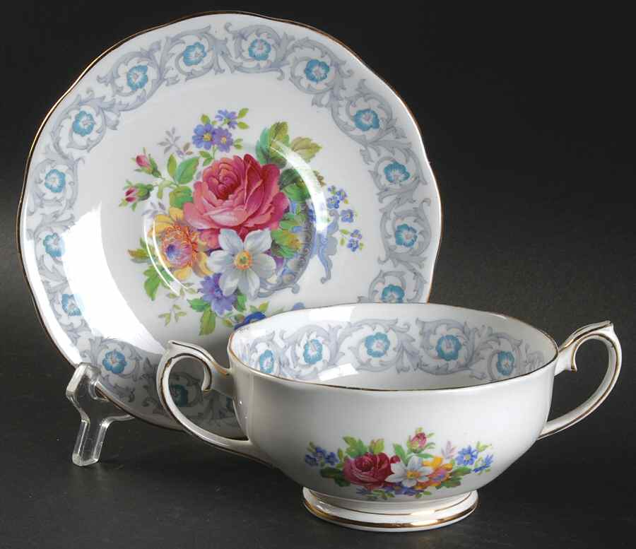 Fragrance Footed Cream Soup Bowl & Saucer Set by Royal Albert-1