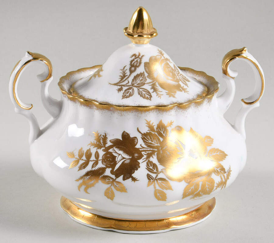 Golden Rose Sugar Bowl & Lid by Royal Albert-1