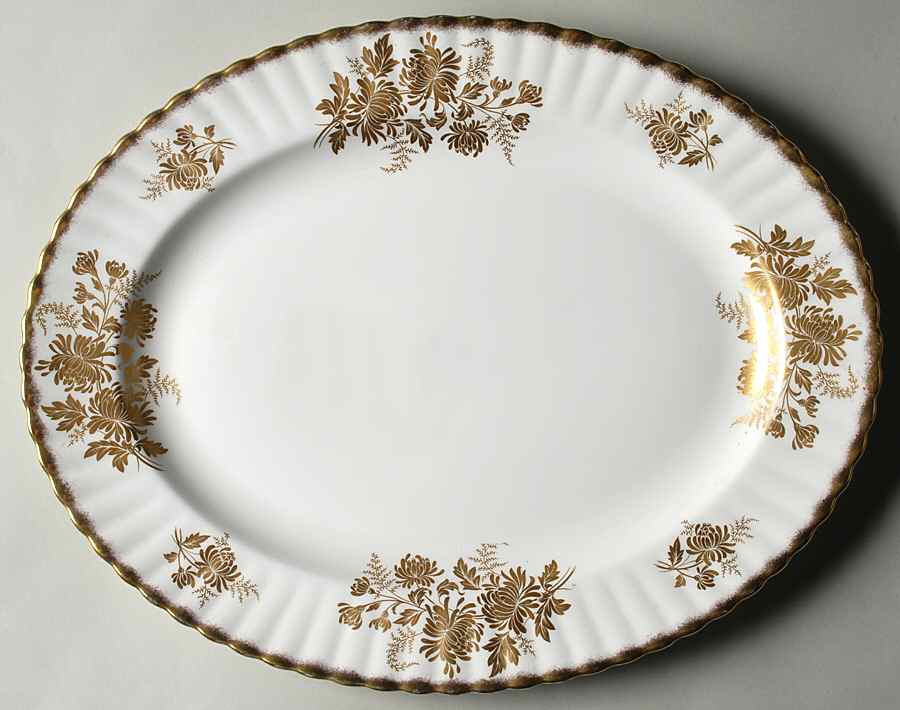 Golden Rose 15" Oval Serving Platter by Royal Albert-1