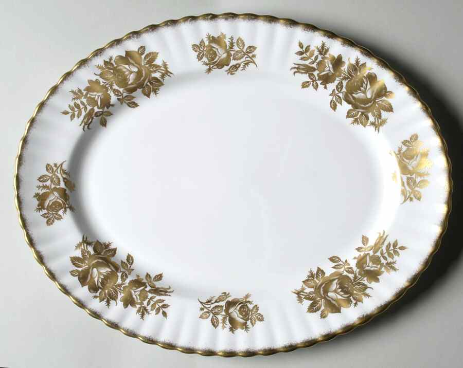 Golden Rose 13" Oval Serving Platter by Royal Albert-1