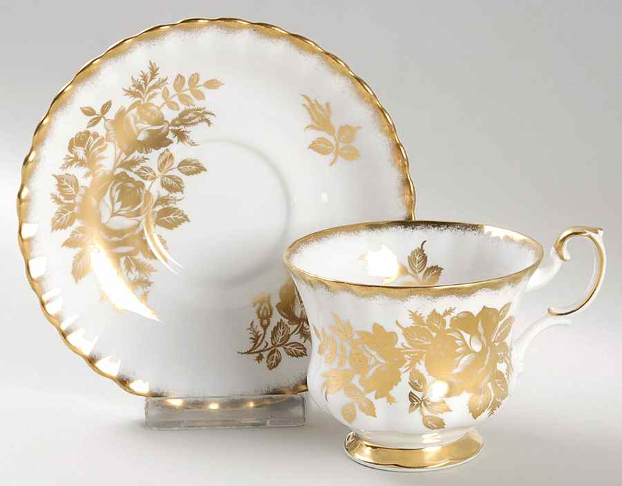 Golden Rose Footed Cup & Saucer Set by Royal Albert-1