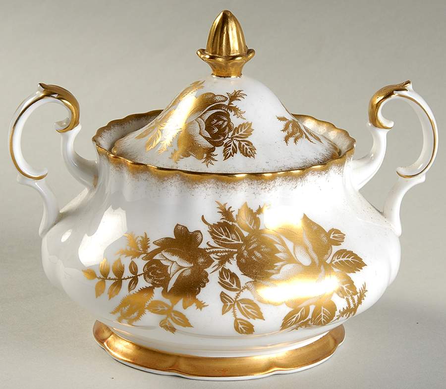 Golden Rose Sugar Bowl & Lid by Royal Albert-1