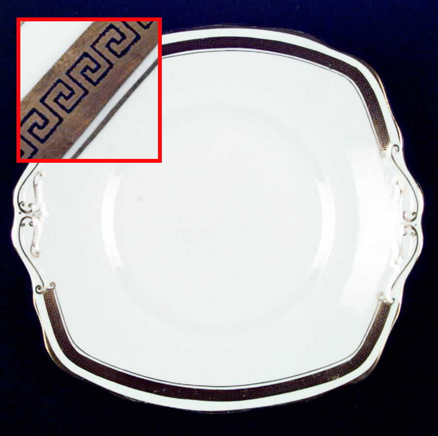 Greek Key Square Handled Cake Plate by Royal Albert-1