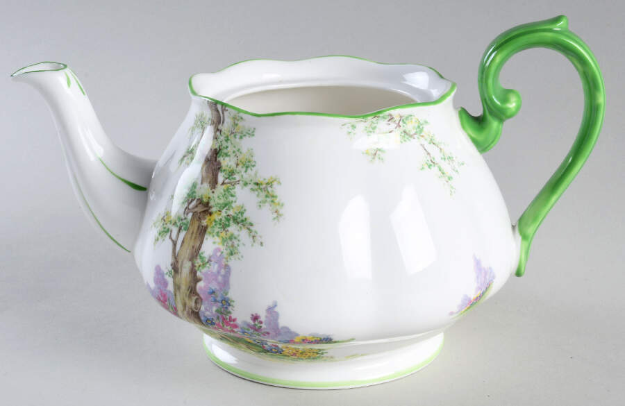 Greenwood Tree (Green Trim) Teapot No Lid by Royal Albert-1