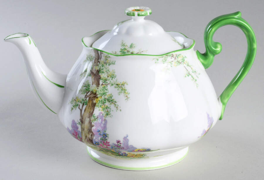 Greenwood Tree (Green Trim) Teapot & Lid by Royal Albert-1