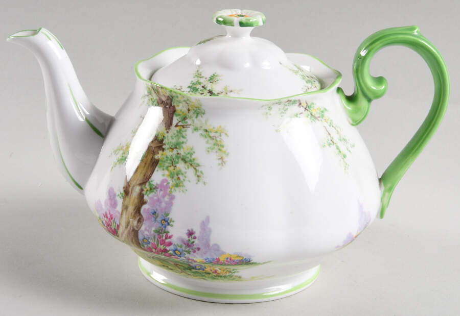 Greenwood Tree (Green Trim) Small Teapot & Lid by Royal Albert-1
