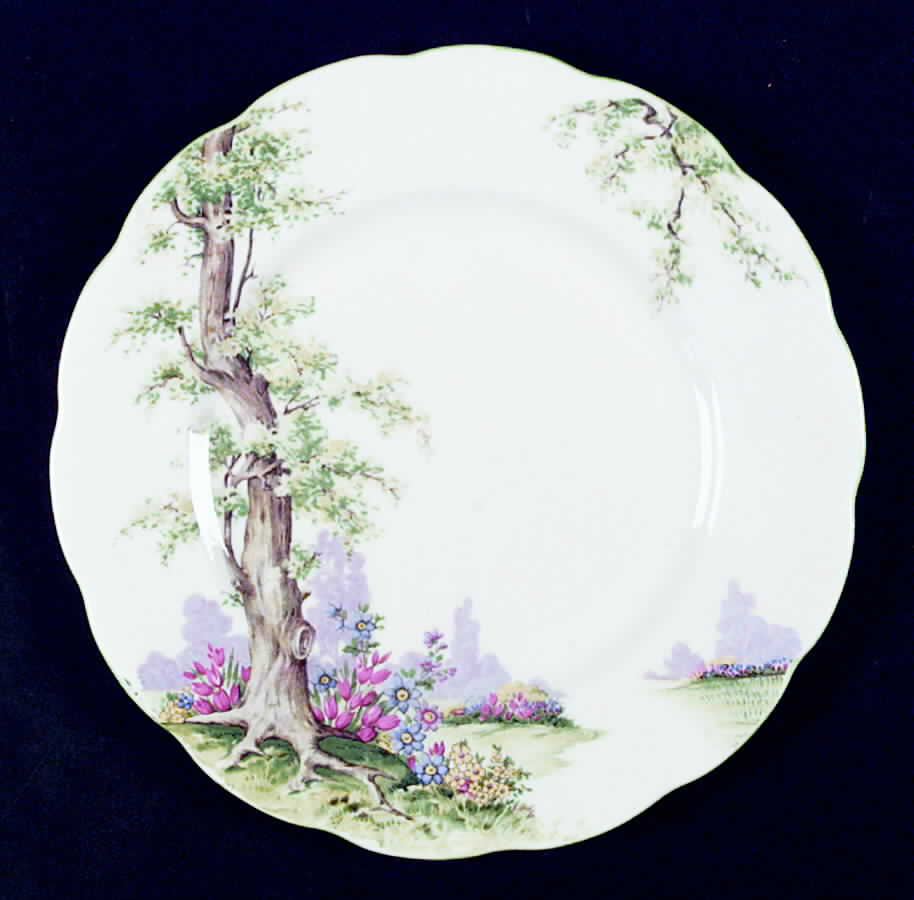 Greenwood Tree (Green Trim) Luncheon Plate by Royal Albert-1