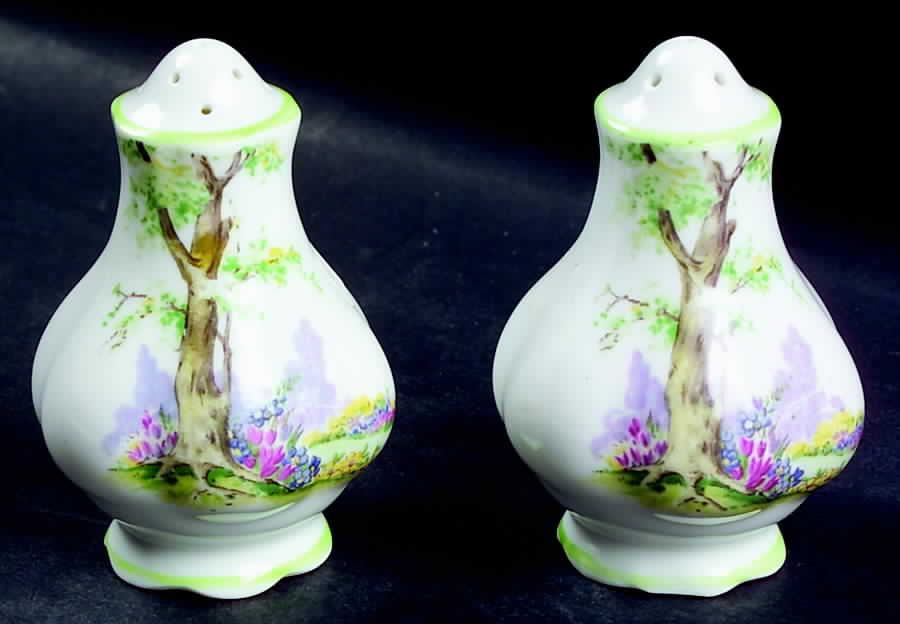 Greenwood Tree (Green Trim) Salt & Pepper Set by Royal Albert-1