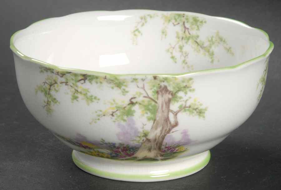 Greenwood Tree (Green Trim) Open Sugar Bowl by Royal Albert-1