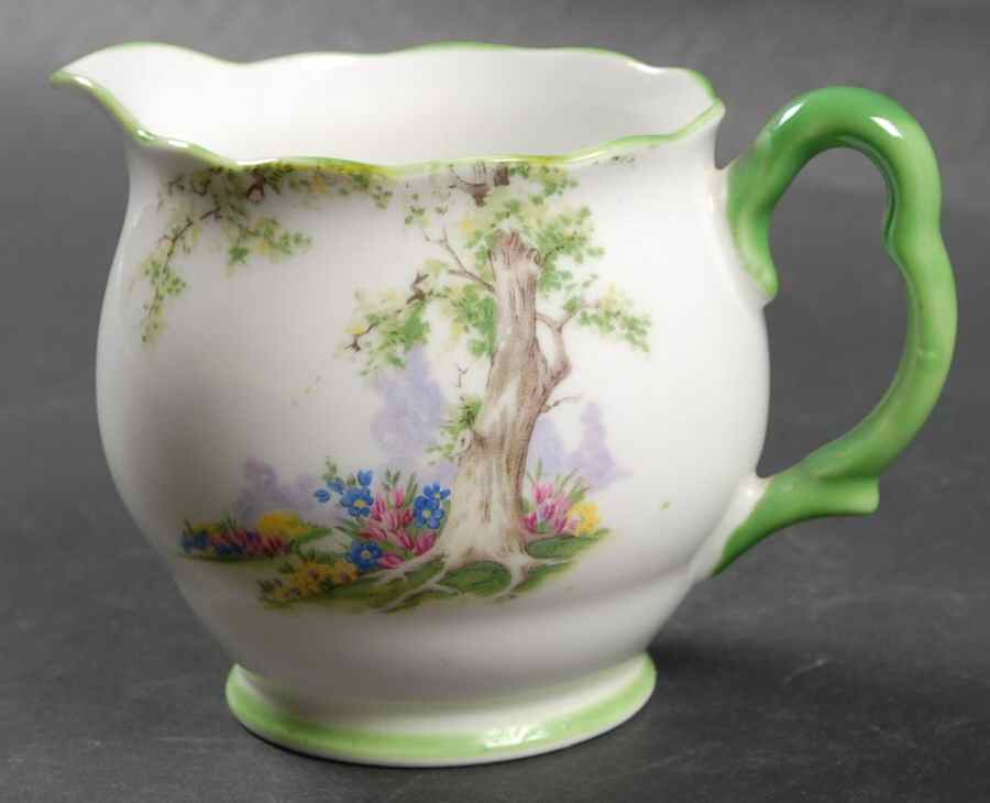 Greenwood Tree (Green Trim) Creamer by Royal Albert-1