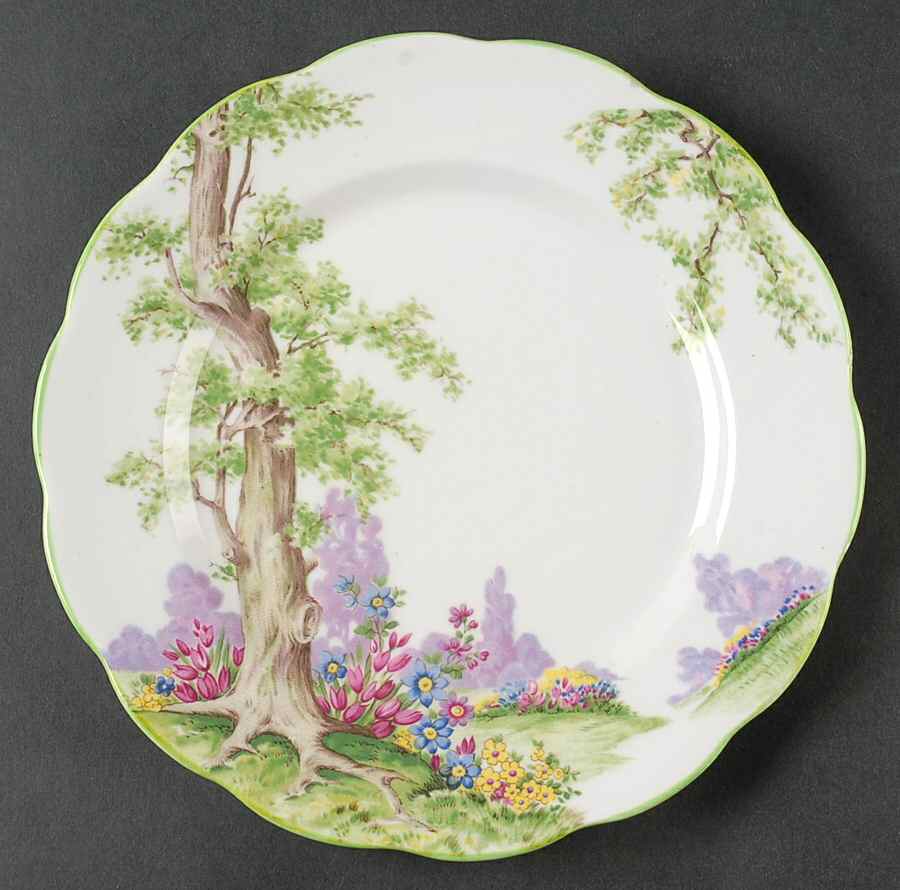 Greenwood Tree (Green Trim) Salad Plate by Royal Albert-1