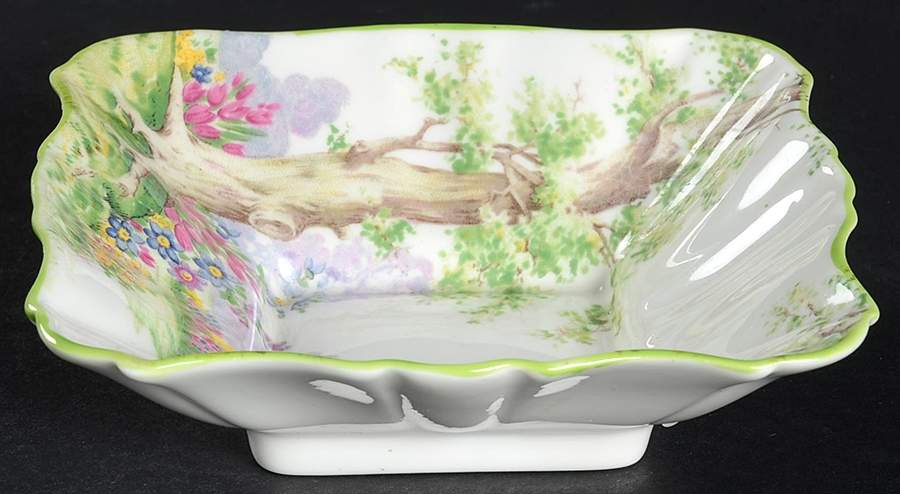Greenwood Tree (Green Trim) Sweet Meat Dish by Royal Albert-1