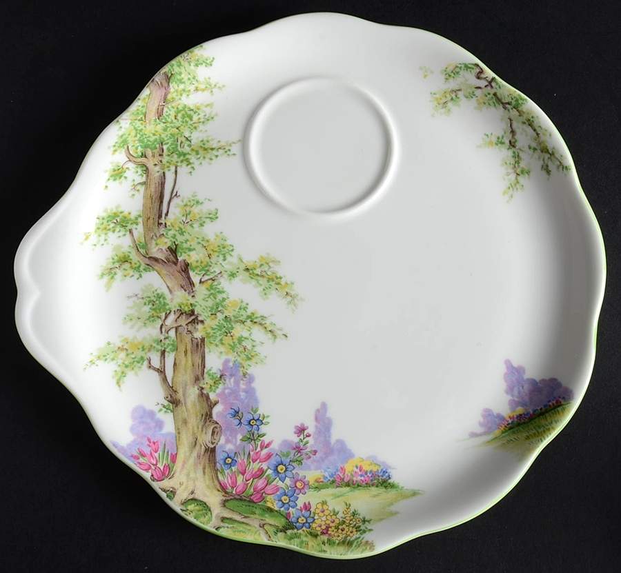 Greenwood Tree (Green Trim) Snack Plate by Royal Albert-1