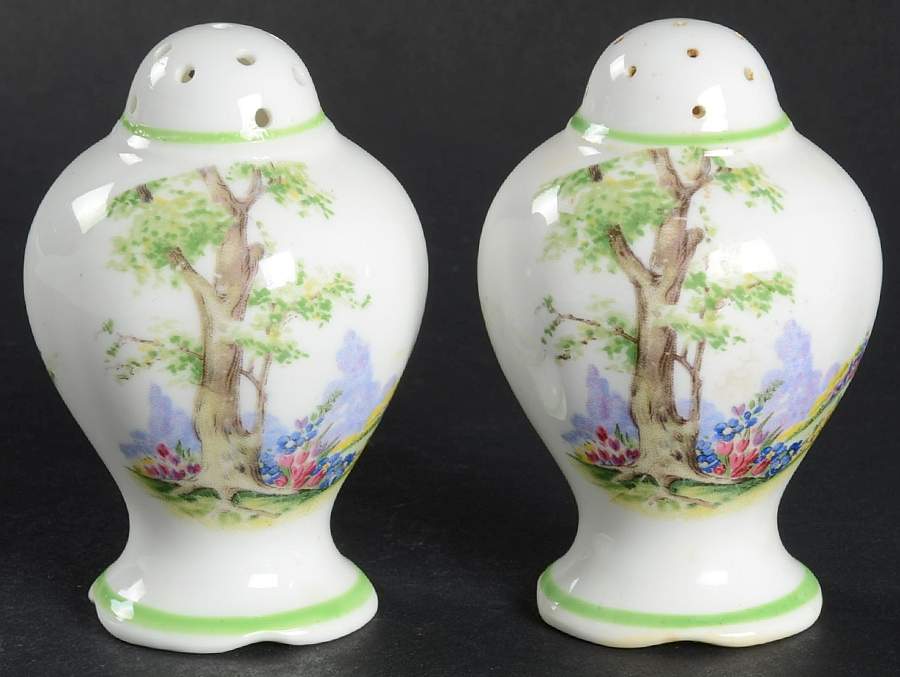 Greenwood Tree (Green Trim) Salt & Pepper Set by Royal Albert-1