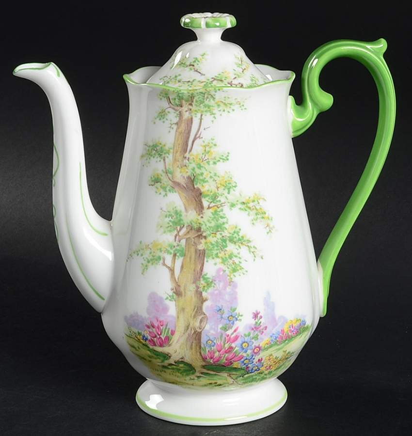 Greenwood Tree (Green Trim) Mini Coffee Pot & Lid by Royal Albert-1