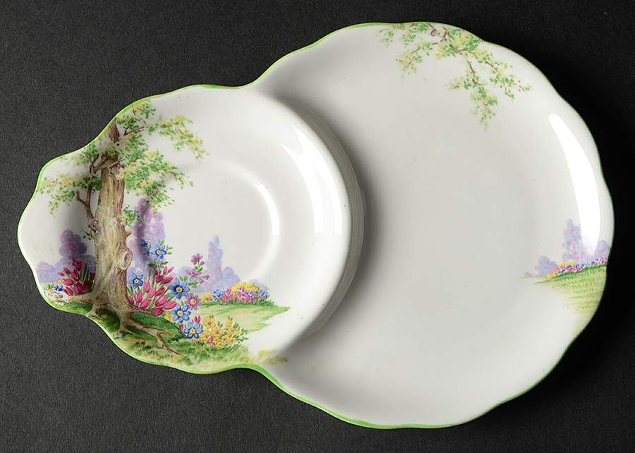 Greenwood Tree (Green Trim) Plate for Dessert Plate & Cup Set by Royal Albert-1