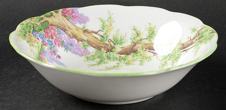 Greenwood Tree (Green Trim) Coupe Cereal Bowl by Royal Albert-1