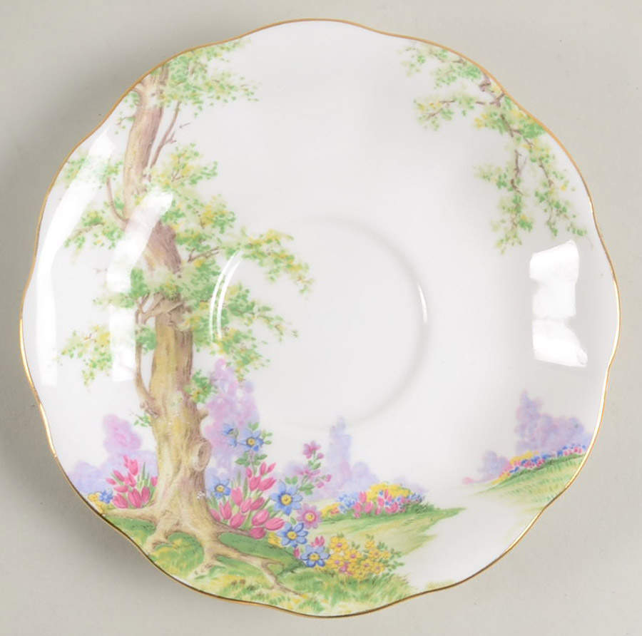 Greenwood Tree (Gold Trim) Saucer for Footed Cup by Royal Albert-1
