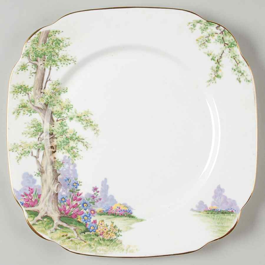 Greenwood Tree (Gold Trim) Square Dinner Plate by Royal Albert-1