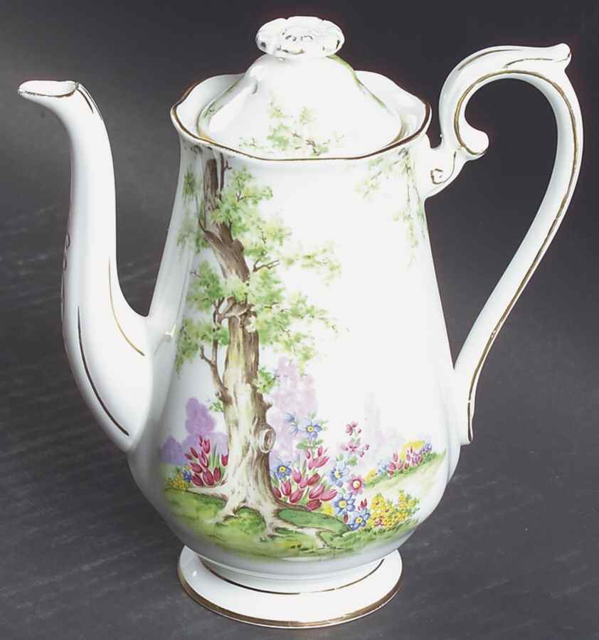 Greenwood Tree (Gold Trim) Mini Coffee Pot & Lid by Royal Albert-1