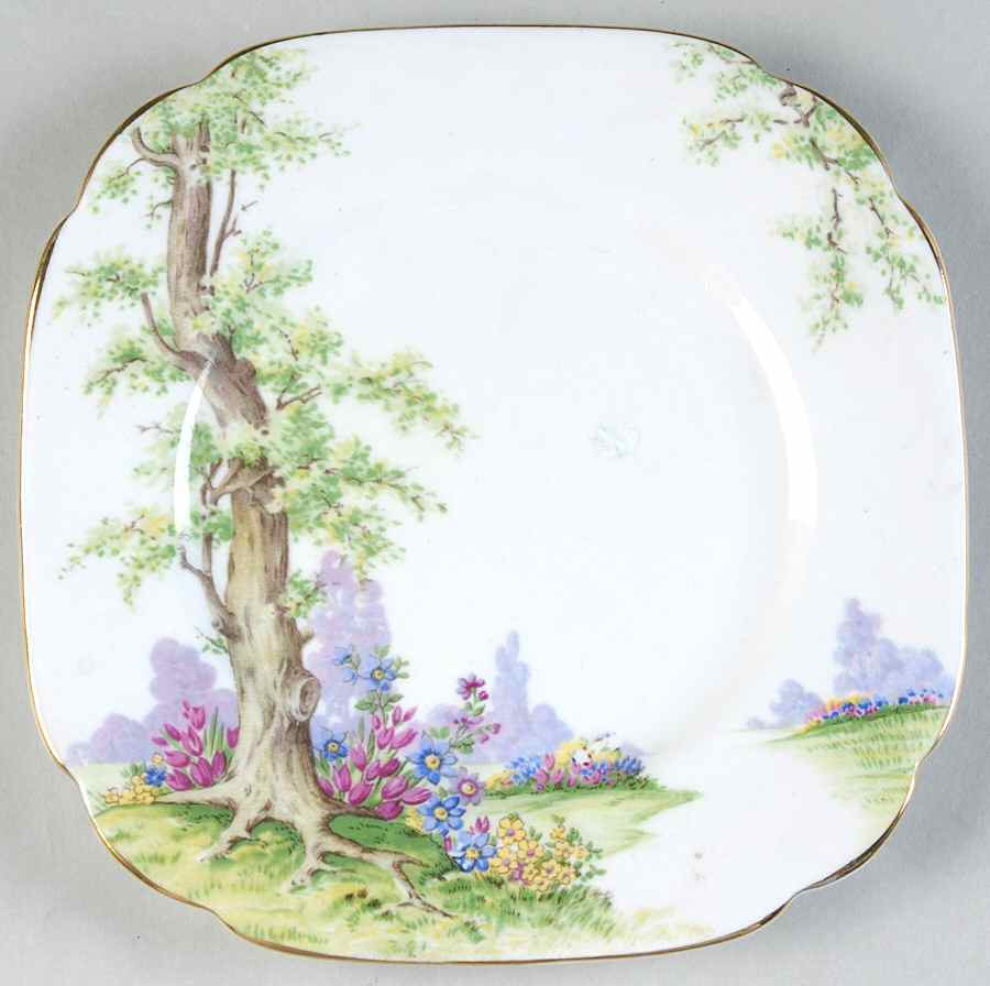 Greenwood Tree (Gold Trim) Square Bread & Butter Plate by Royal Albert-1