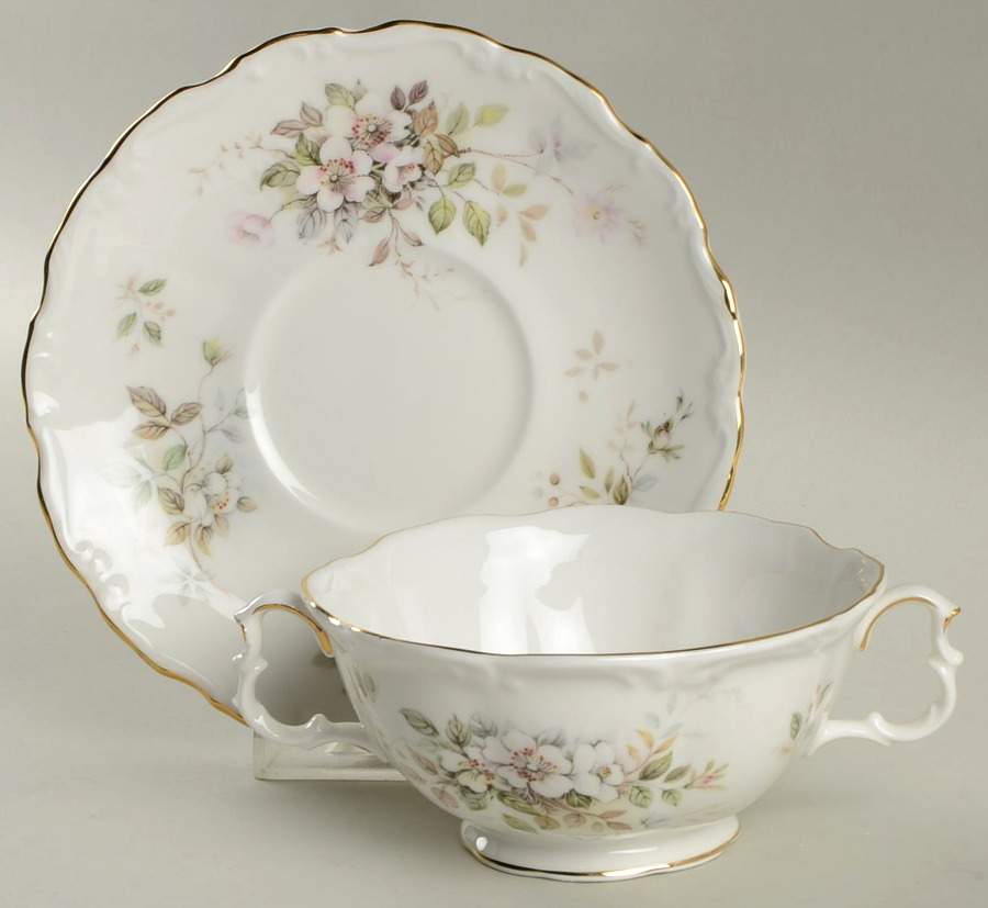 Haworth Footed Cream Soup Bowl & Saucer Set by Royal Albert-1