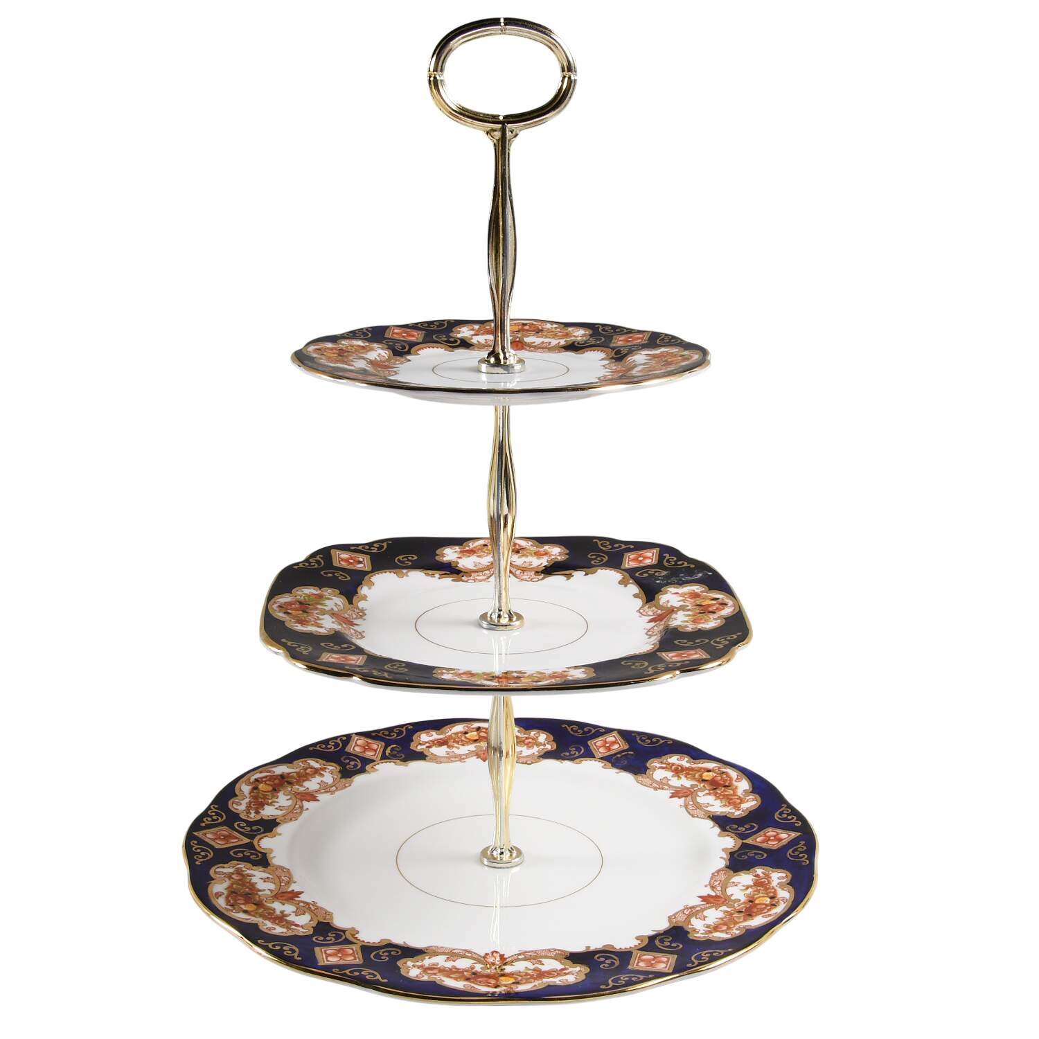Heirloom (Bone China Stamp) 13 7/8"-14 1/4" 3-Tiered Serving Tray(DP,SP,BB) HC by Royal Albert-1