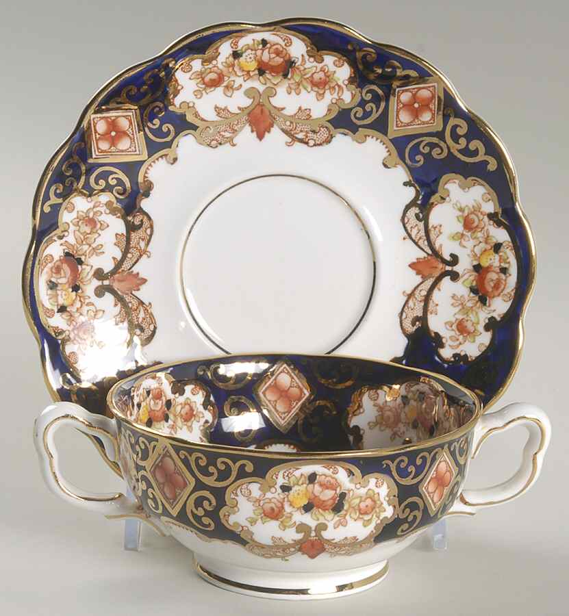Heirloom (Bone China Stamp) Footed Cream Soup Bowl & Saucer Set by Royal Albert-1