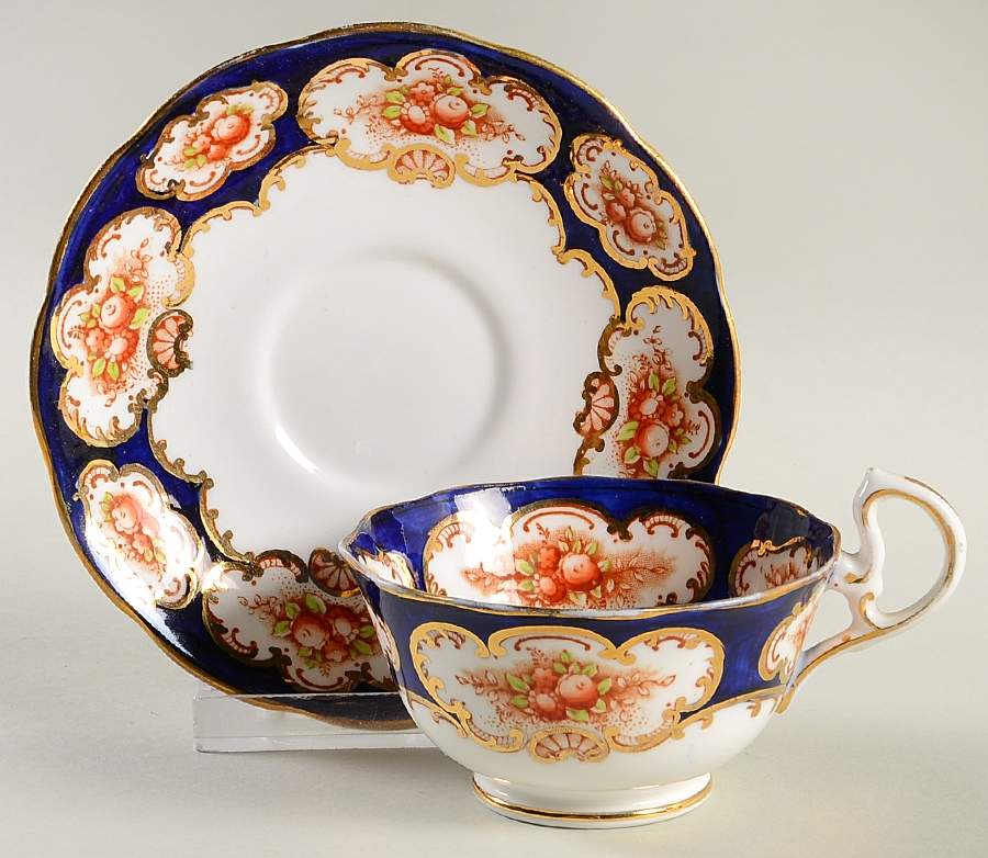 Heirloom (Crown China Stamp, SCALLOPED) Footed Cup & Saucer Set by Royal Albert-1