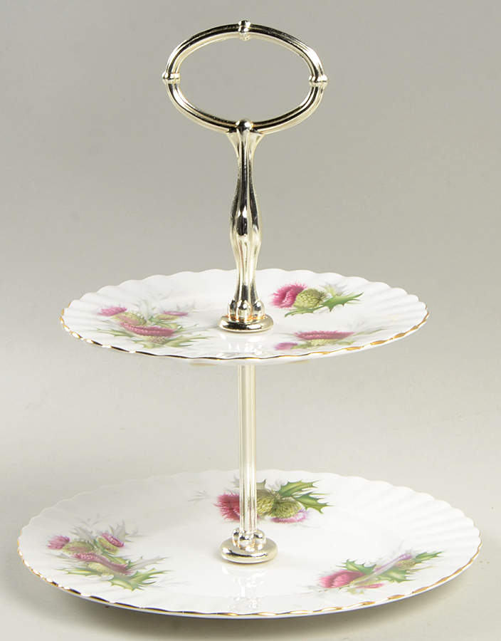 Highland Thistle 2-Tiered Serving Tray (Salad & Bread/Butter Plate) by Royal Albert-1