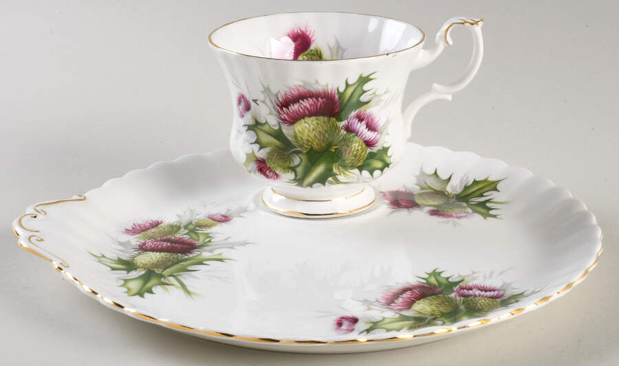 Highland Thistle Snack Plate & Cup Set by Royal Albert-1