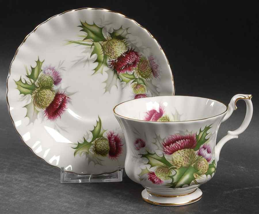 Highland Thistle Footed Demitasse Cup & Saucer Set by Royal Albert-1