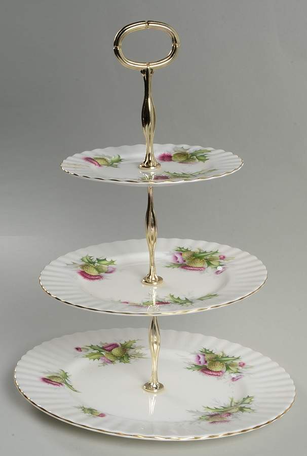 Highland Thistle 3-Tiered Serving Tray (DP, SP, BB) by Royal Albert-1