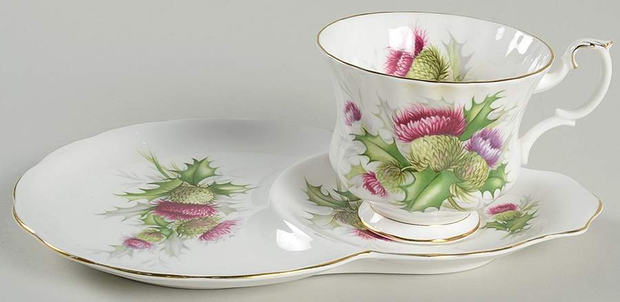 Highland Thistle Dessert Plate & Cup Set by Royal Albert-1