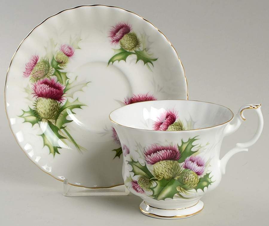 Highland Thistle Footed Cup & Saucer Set by Royal Albert-1
