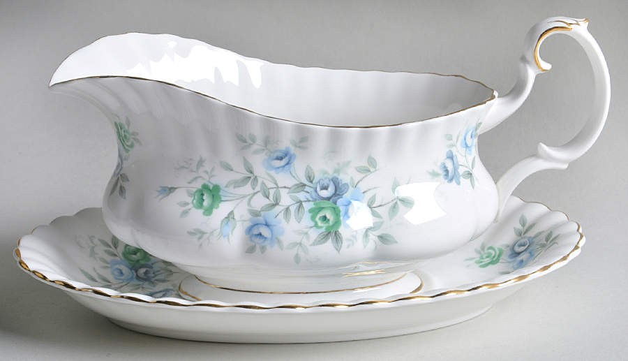 Inspiration Blue Gravy Boat & Underplate by Royal Albert-1