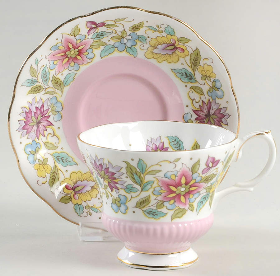 Jacobean Footed Cup & Saucer Set by Royal Albert-1
