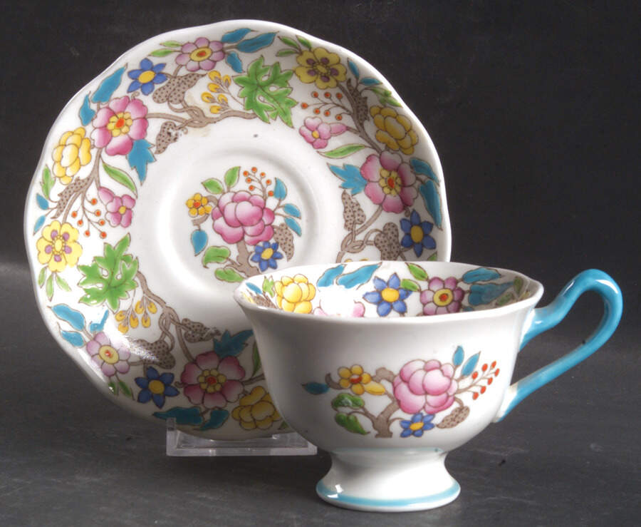 Jacobean Footed Cup & Saucer Set by Royal Albert-1