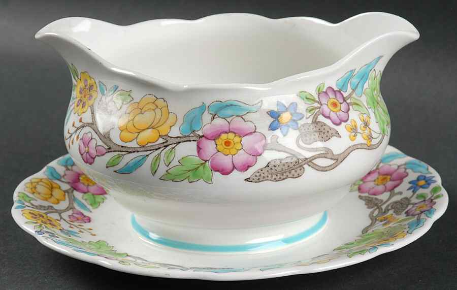 Jacobean Gravy Boat with Attached Underplate by Royal Albert-1