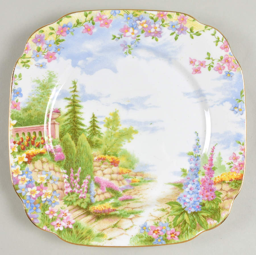 Kentish Rockery Square Salad Plate by Royal Albert-1