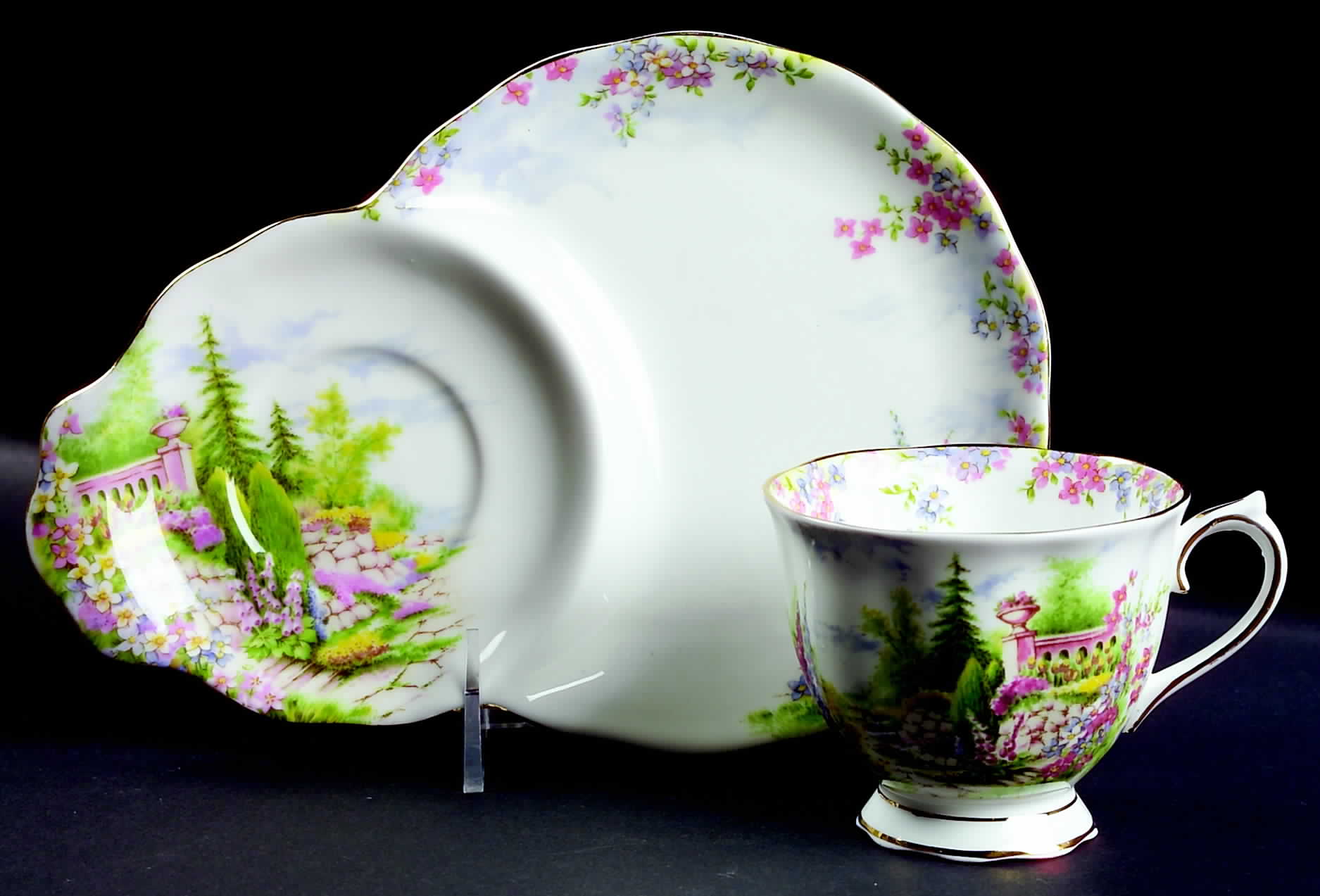 Kentish Rockery Dessert Plate & Cup Set by Royal Albert-1