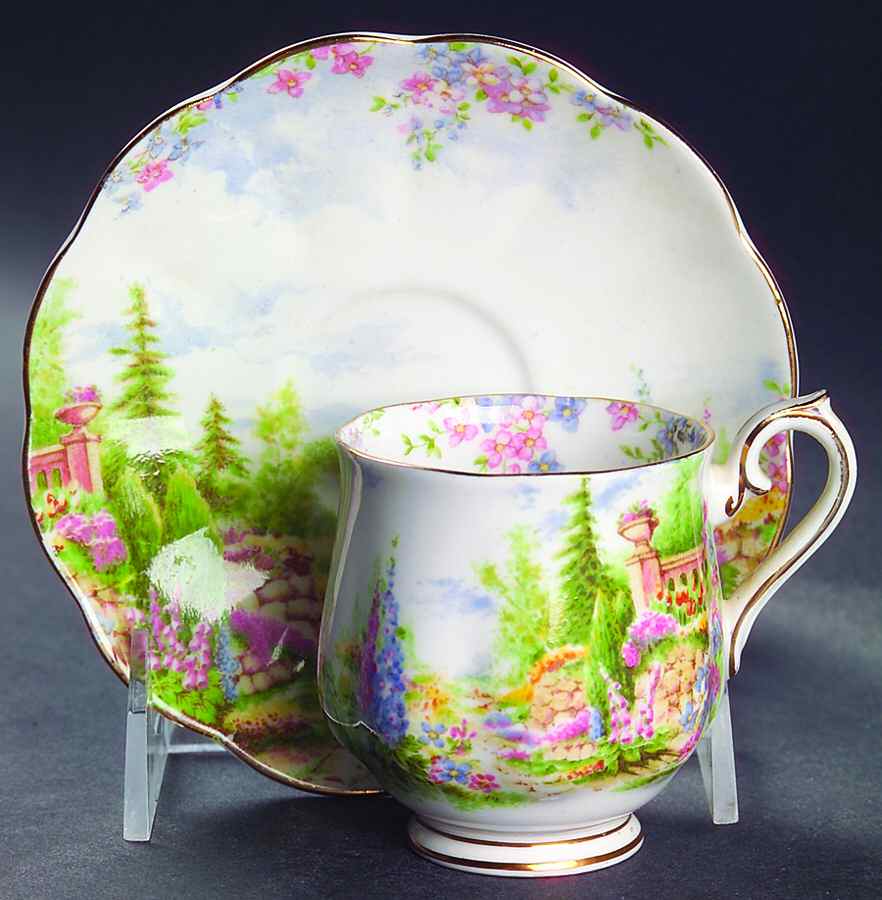 Kentish Rockery Footed Demitasse Cup & Saucer Set by Royal Albert-1