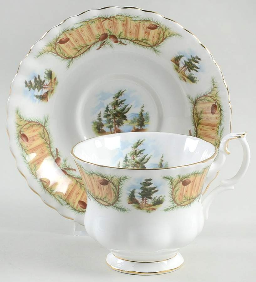 Knotty Pine Footed Cup & Saucer Set by Royal Albert-1