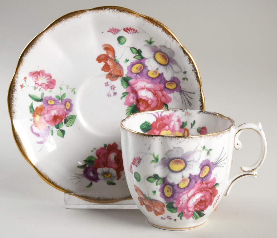 Lady Angela (Sprayed Gold Trim) Flat Cup & Saucer Set by Royal Albert-1