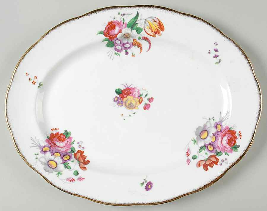 Lady Angela (Sprayed Gold Trim) 12" Oval Serving Platter by Royal Albert-1