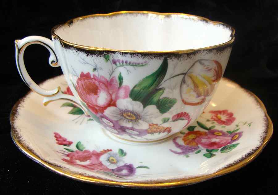 Lady Angela (Sprayed Gold Trim) Flat Cup & Saucer Set by Royal Albert-1