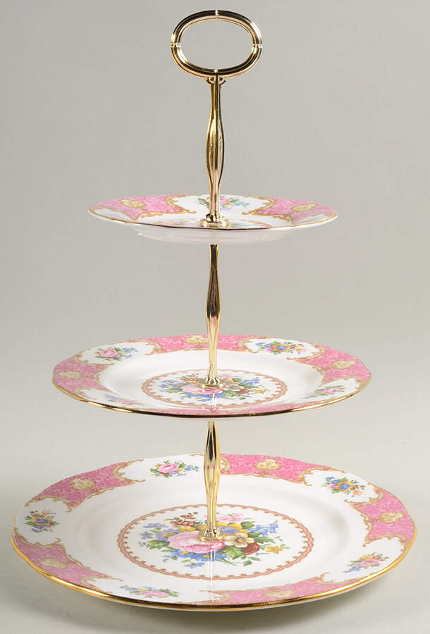 Lady Carlyle 13 7/8"-14 1/4" 3-Tiered Serving Tray(DP,SP,BB) HC by Royal Albert-1