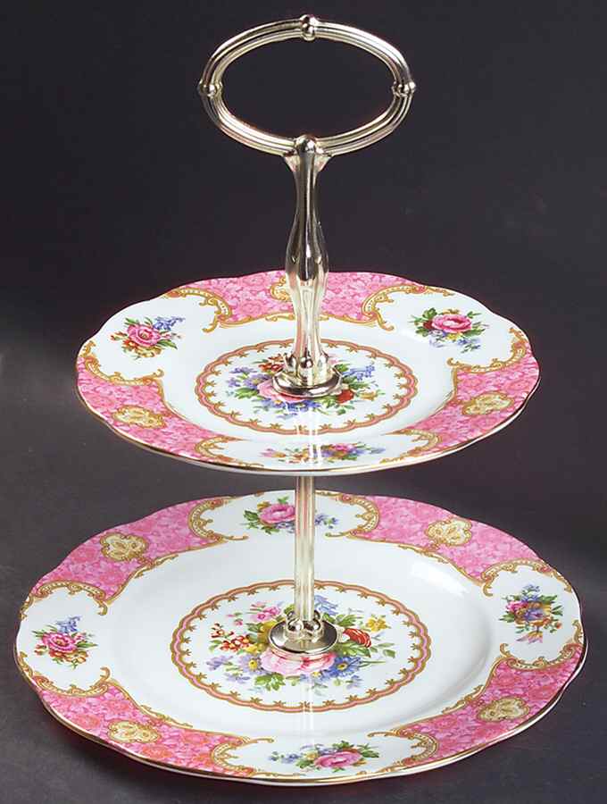Lady Carlyle 2-Tiered Serving Tray (Salad & Bread/Butter Plate) by Royal Albert-1