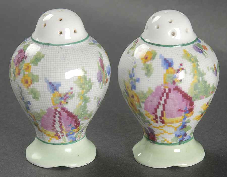 Lady Gay (Hampton, Countess, Green Trim) Salt & Pepper Set by Royal Albert-1