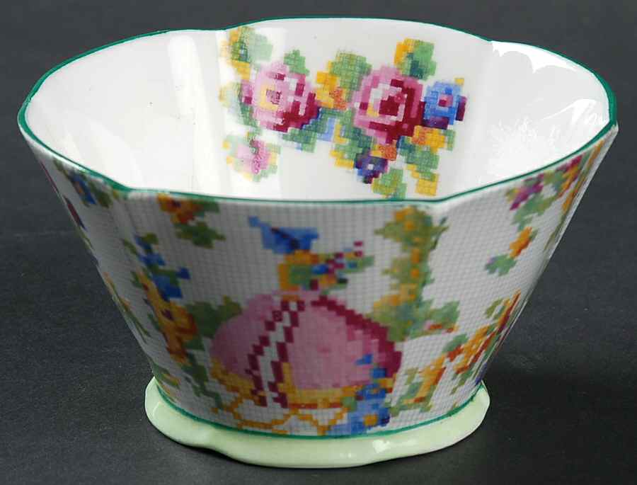 Lady Gay (Hampton, Countess, Green Trim) Open Sugar Bowl by Royal Albert-1